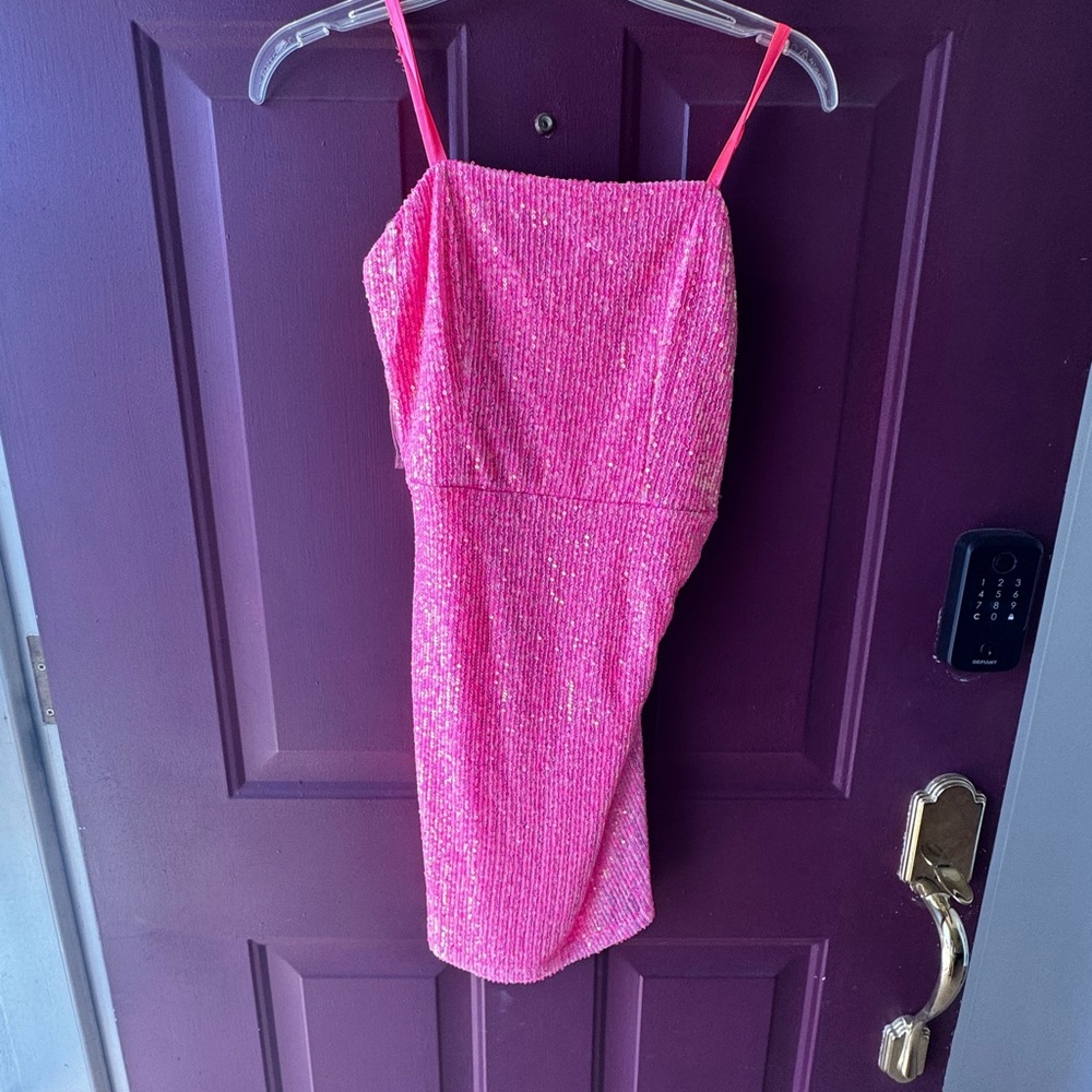 Pink Sequin Mini Dress